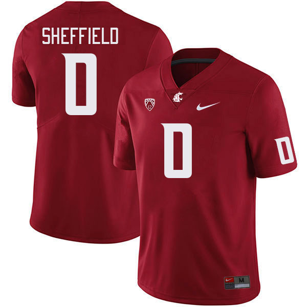 Washington State Cougars #0 DT Sheffield College Football Jerseys Stitched Sale-Crimson